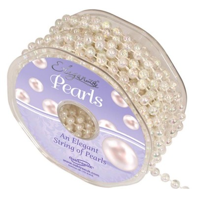6mm Eleganza Plastic Pearls on a String - Iridescent