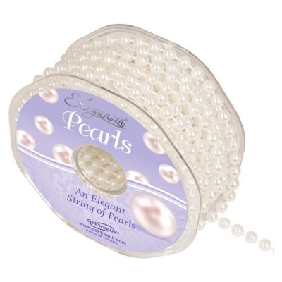 6mm Eleganza Plastic Pearls on a String - White