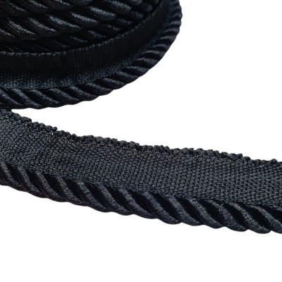 Acetate Flange Piping Cord 6mm - Black