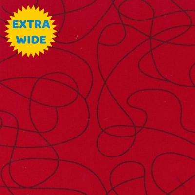 100% Cotton Print Fabric by Nutex - Squiggle WIDE Blender Red 280cm