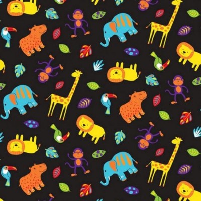 100% Cotton Fabric Print by Nutex - Wild & Bright Animals