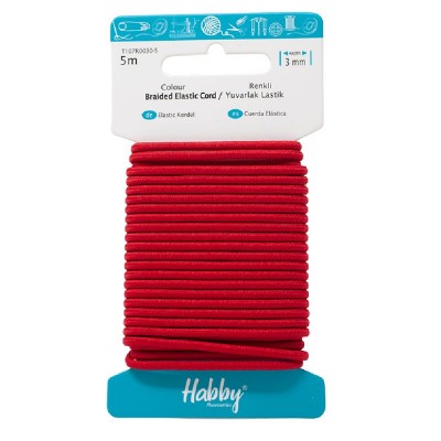 Round Cord Elastic 3mm - Red