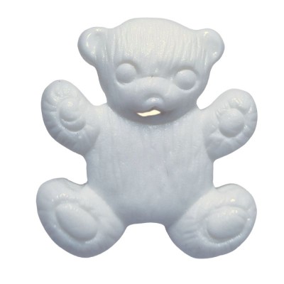 Teddy Bear Buttons - White - 15mm 