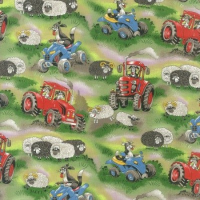 100% Cotton Fabric Print by Nutex - Field Days Green