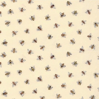 100% Cotton Fabric Print by Nutex - Bee Haven Cream