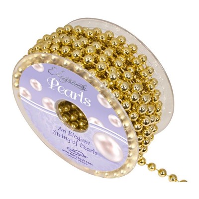 8mm Eleganza Plastic Pearls on a String - Metallic Gold