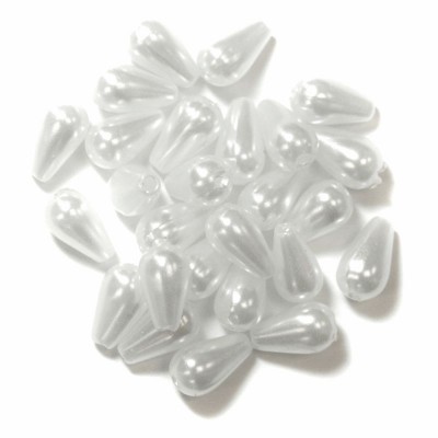 Extra Value Beads - 6mm x 9mm Pearls - White