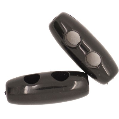 Italian Buttons - Classic Flat Edge Toggle - Black 30mm