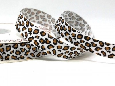 Berties Bows Grosgrain Ribbon 16mm - White Leopard 