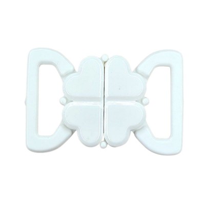 Bikini Bra Clasps Strap Clips Flower Shape Hook Snap Fasteners - 10mm White