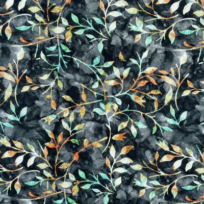 100% Cotton Digital Fabric Batik Trail Summer Leaves - 01