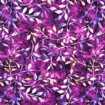 100% Cotton Digital Fabric Batik Trail Summer Leaves - 07
