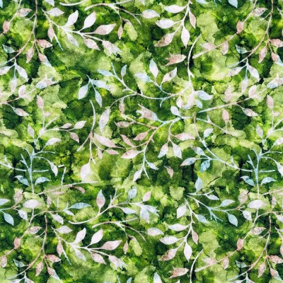 100% Cotton Digital Fabric Batik Trail Summer Leaves - 09