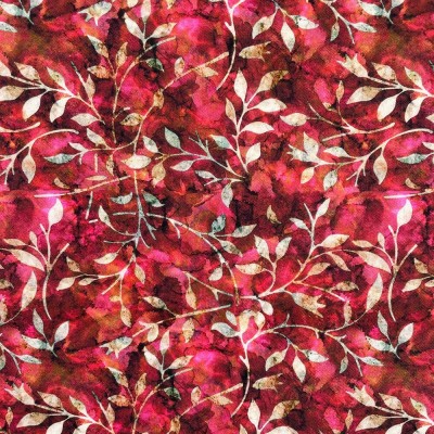 100% Cotton Digital Fabric Batik Trail Summer Leaves - 10
