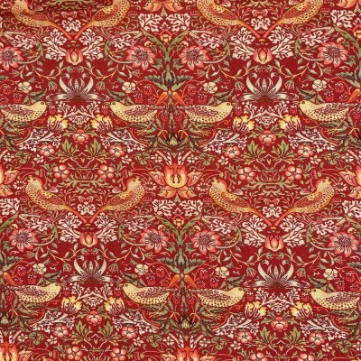 100% Cotton By Crafty Cotton William Morris Design - Strawberry Thief Crimson