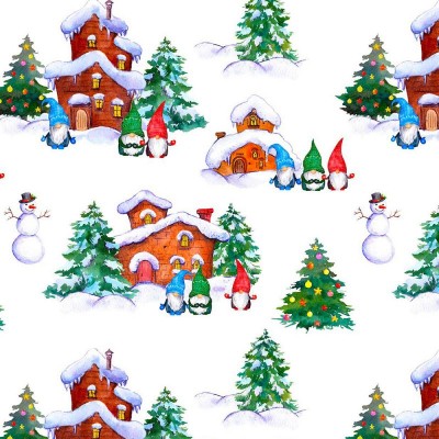 100% Cotton Fabric Digital Print by Crafty Cotton - A Gonk Holiday