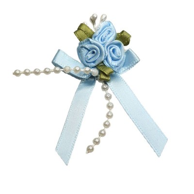 Ribbon Bow & Rose Cluster - Pale Blue