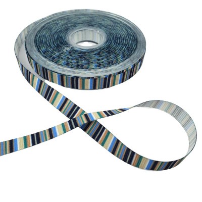 Multi Vertical Stripe Ribbon 10mm - Blue