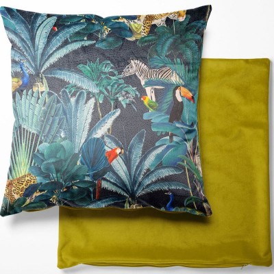 Digital Print Crafty Velvet Cushion Cover - Royal Palm Midnight