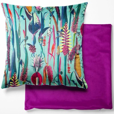 Digital Print Crafty Velvet Cushion Cover - Botanical Duckegg