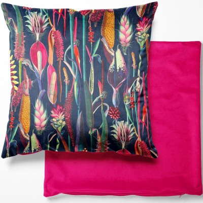 Digital Print Crafty Velvet Cushion Cover - Botanical Navy