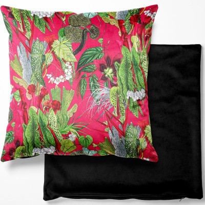 Digital Print Crafty Velvet Cushion Cover - Exotic Cerise