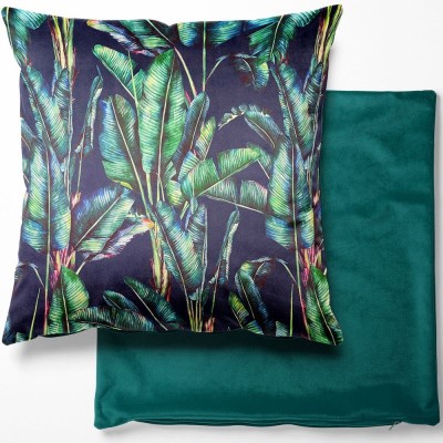 Digital Print Crafty Velvet Cushion Cover - Paradise Navy