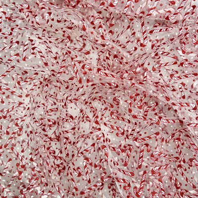 Printed Organza Foil Fabric - Christmas Candy Canes