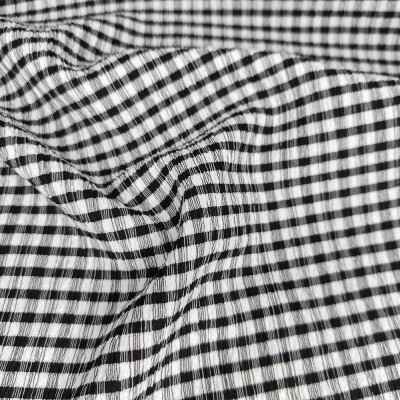 Crinkle Gingham Fabric - Black & White