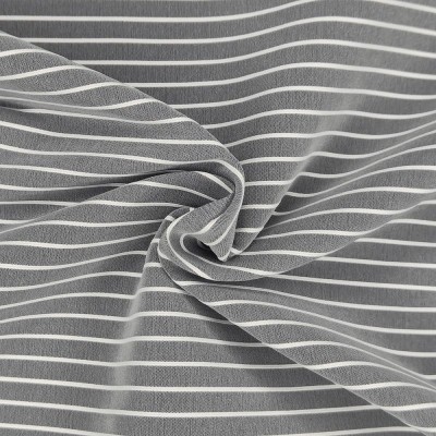Bengaline Stripe Fabric - Grey with White