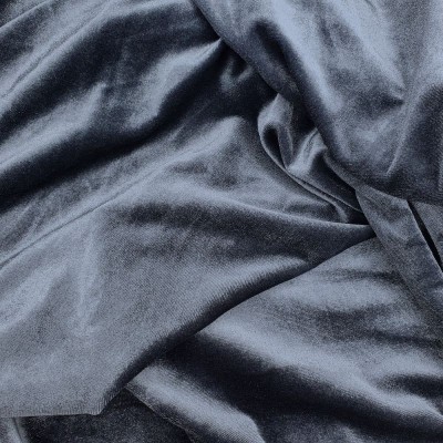 Deluxe Plain Spandex Velour Stretch Fabric - Dark Grey