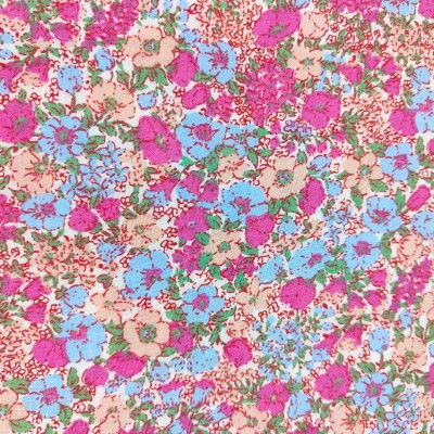 Printed Polycotton Fabric - Hibiscus Pink Flowers