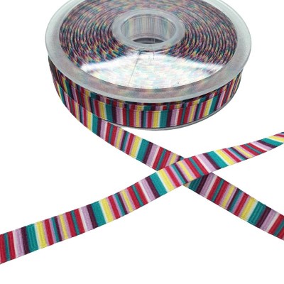 Multi Vertical Stripe Ribbon 10mm - Pink