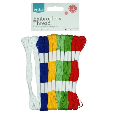 Pocket Embroidery Thread - 12 Skeins - Red Blue Yellow Green white