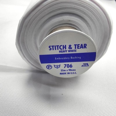 706 Stitch & Tear Embroidery Backing - Heavy White 90cm