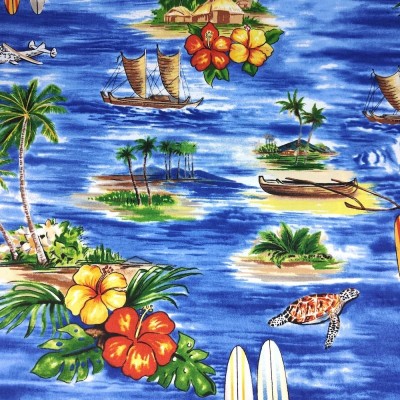 100% Cotton Print Fabric - Hawaii Royal Blue