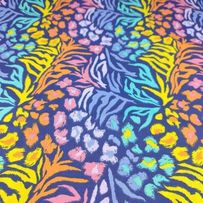 Printed Polycotton Fabric - Designs By Libby - Wild Print Navy