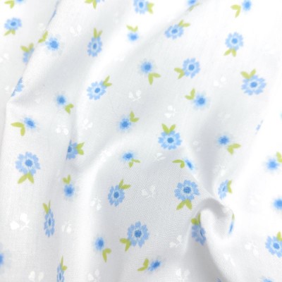 Printed Polycotton Fabric - Small Flowers Blue