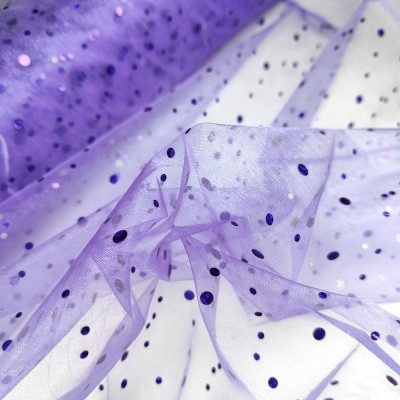 Diamante Sequin Voile - Purple with Purple Holographics