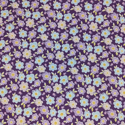 Printed Polycotton Fabric - Bold Flowers Purple