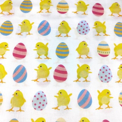 100% Cotton Fabric by Rose & Hubble - Chicks & Eggs