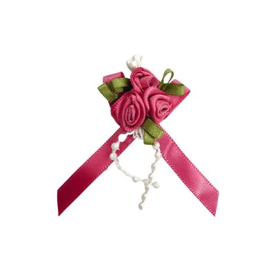 Ribbon Bow & Rose Cluster - Dusky Pink