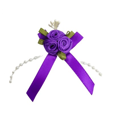 Ribbon Bow & Rose Cluster - Purple