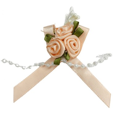Ribbon Bow & Rose Cluster - Peach