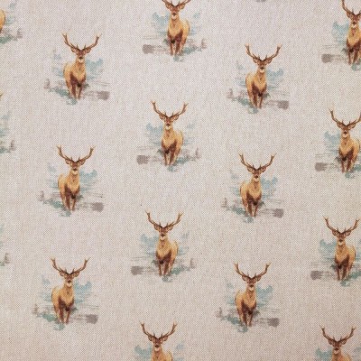 Stags All Over - Cotton Rich Linen Look Fabric - All Over Design