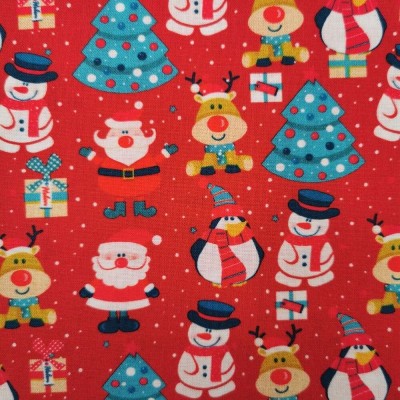 BST Fabrics Exclusive Design 100% Cotton Fabric - Santa and Friends Red