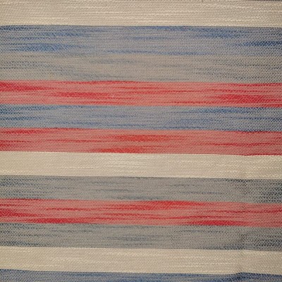 Red, Blue and Cream Horizontal Stripes Medium Weight Curtain and Upholstery Fabric