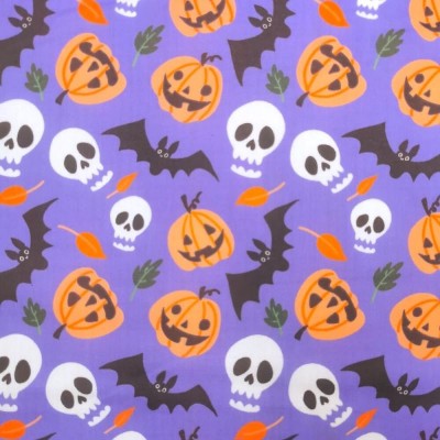 Polycotton Printed Fabric - Spooky Looky - Purple