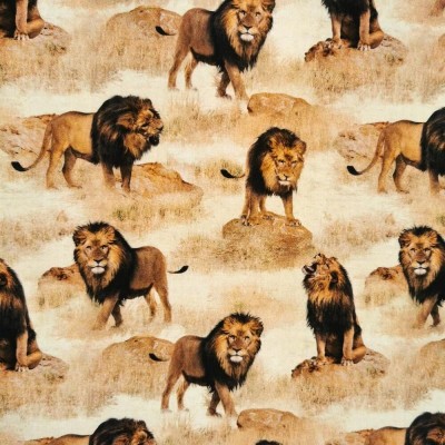 100% Cotton Print Fabric African Safari - Lion