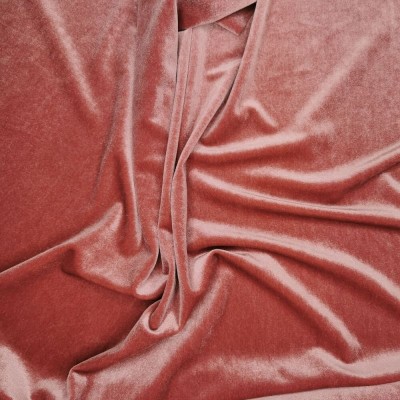 Deluxe Plain Spandex Velour Stretch Fabric - Dusky Pink